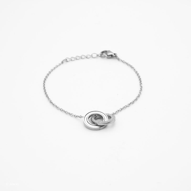 Bracelet Bella en acier inoxydable et zircone argent.