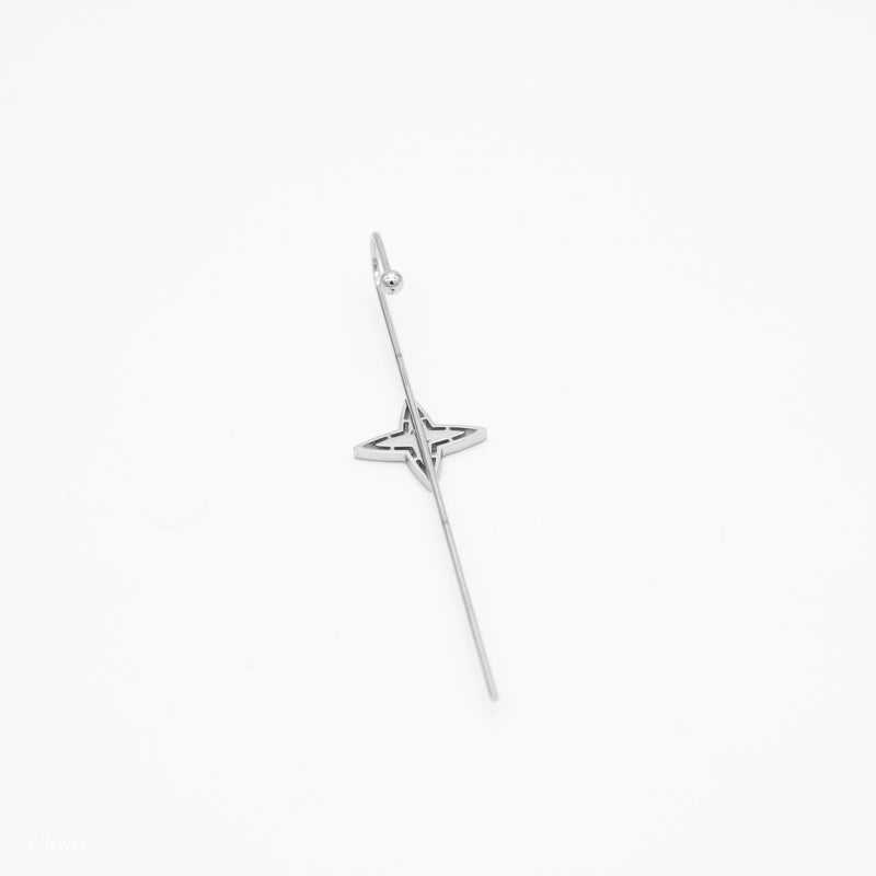 Ear cuff Cassiopée en acier inoxydable et zircone argent.