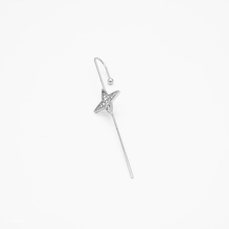 Ear cuff Cassiopée en acier inoxydable et zircone argent.