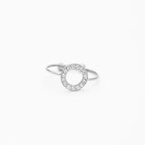 Bague Eclipse ajustable en acier inoxydable et zircon argent.