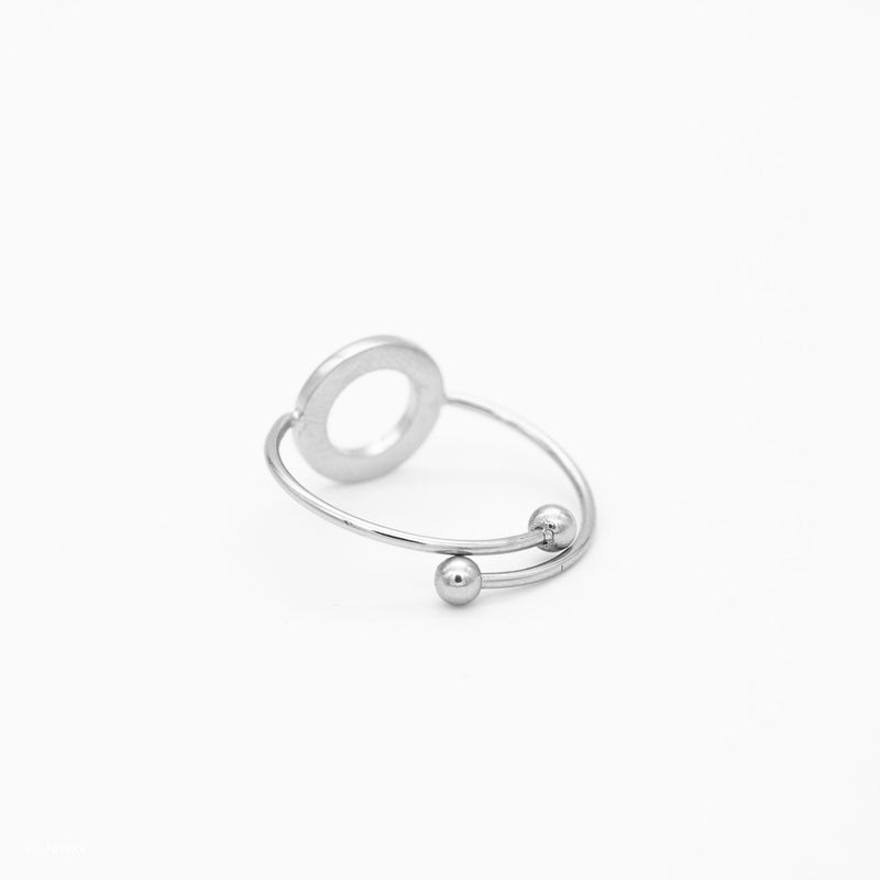 Bague Eclipse ajustable en acier inoxydable et zircon argent.