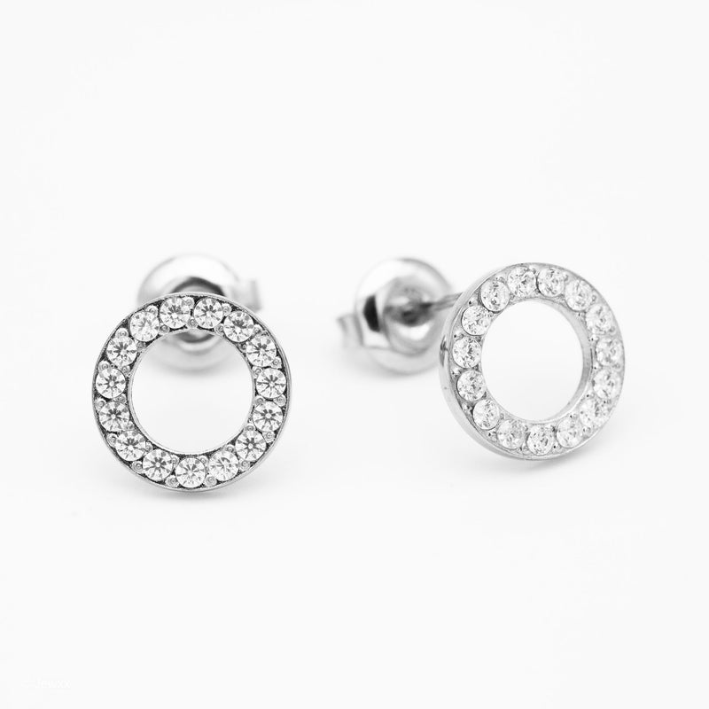 Boucles Eclipse en acier inoxydable et zircone argent.