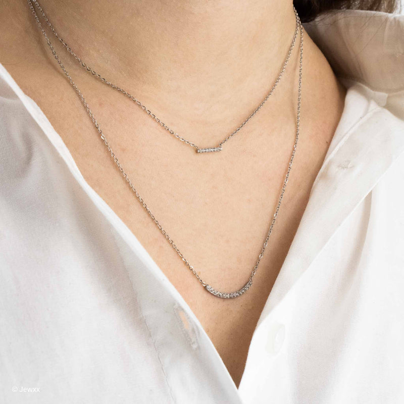 Collier Mirage en acier inoxydable et zircone argent.