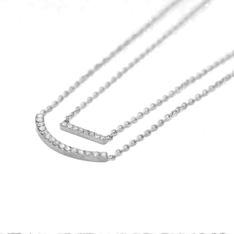 Collier Mirage en acier inoxydable et zircone argent.