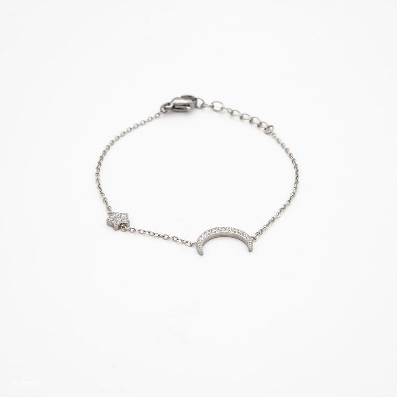 Bracelet Moonlight en acier inoxydable et zircone argent.