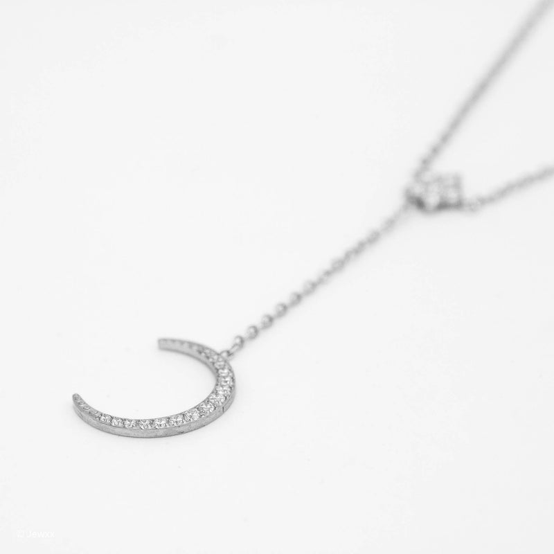 Collier Moonlight en acier inoxydable et zircone argent.