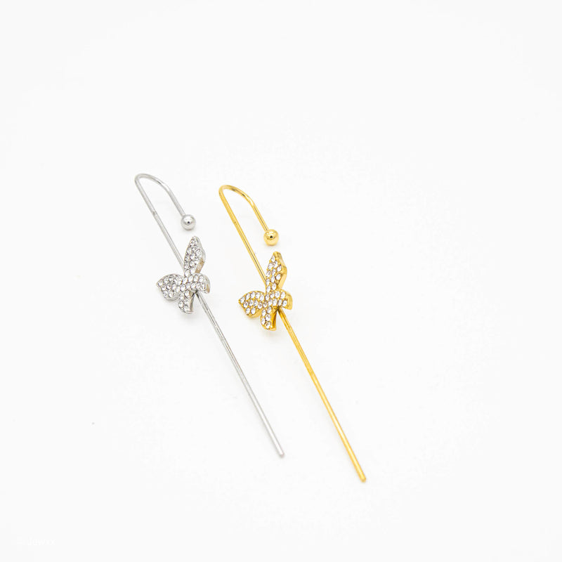 Ear cuff Nuptial en acier inoxydable et zircone doré et argent.