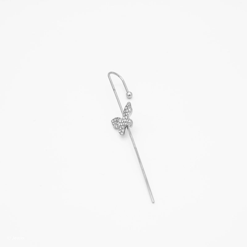 Ear cuff Nuptial en acier inoxydable et zircone argent.