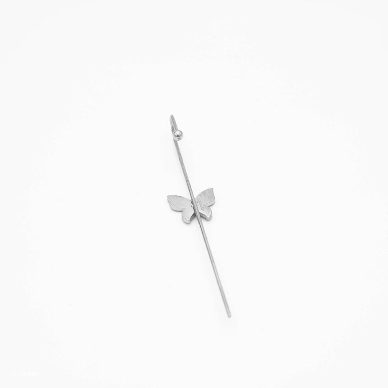 Ear cuff Nuptial en acier inoxydable et zircone argent.