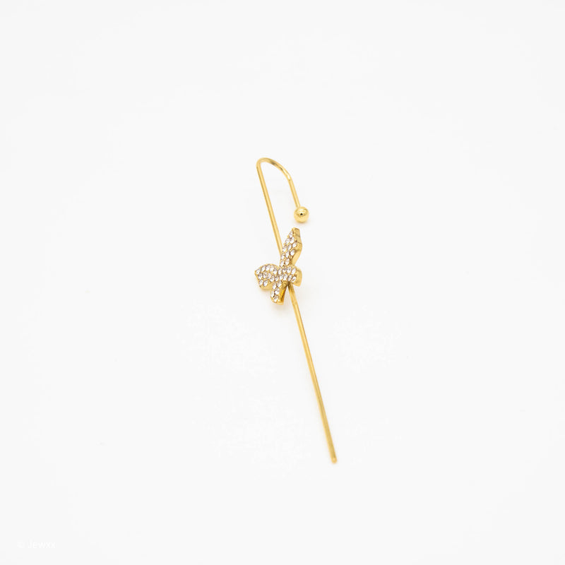 Ear cuff Nuptial en acier inoxydable et zircone doré.