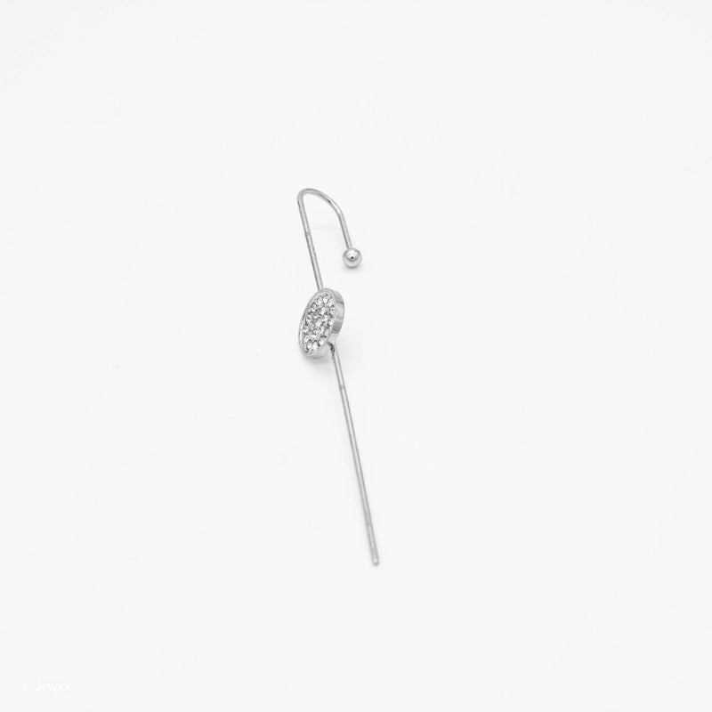 Ear cuff Selena en acier inoxydable et zircone argent.