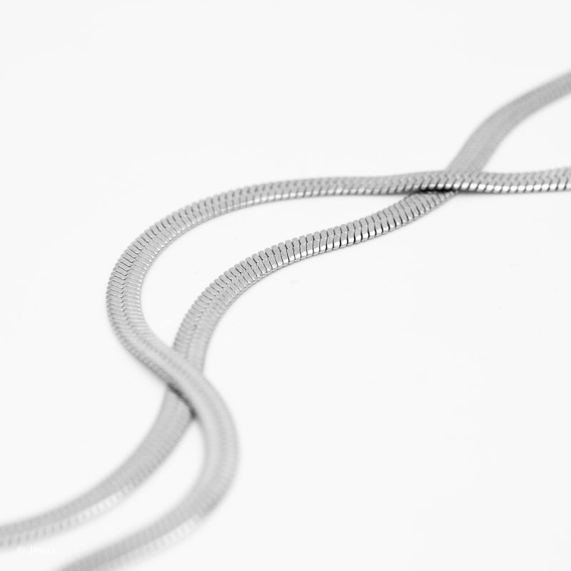 Collier Snake en acier inoxydable argent.