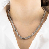 Collier Tressé en acier inoxydable argent.