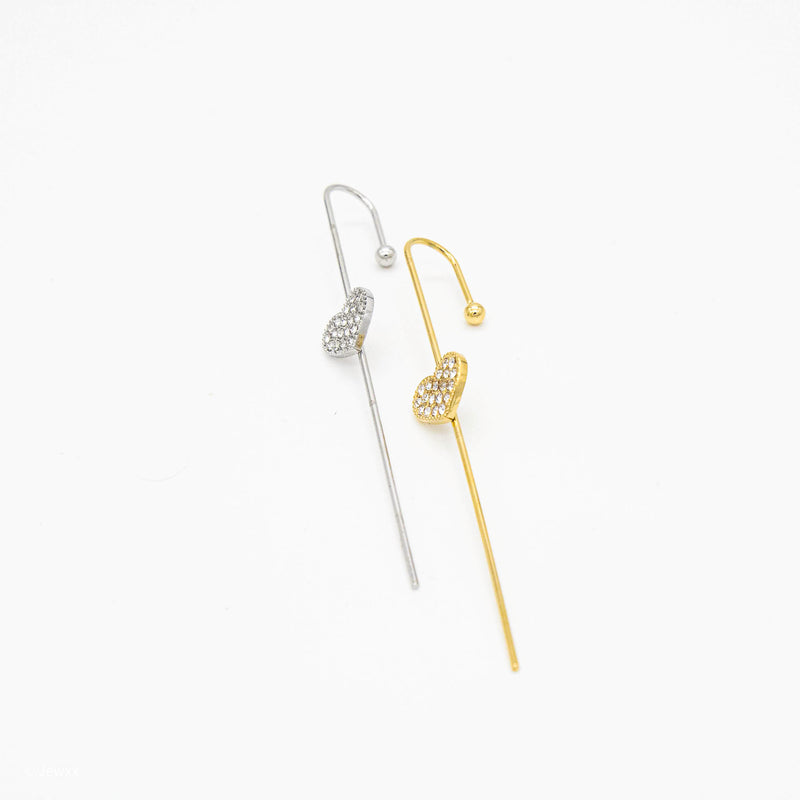 Ear cuff Valentine en acier inoxydable et zircone doré et argent.